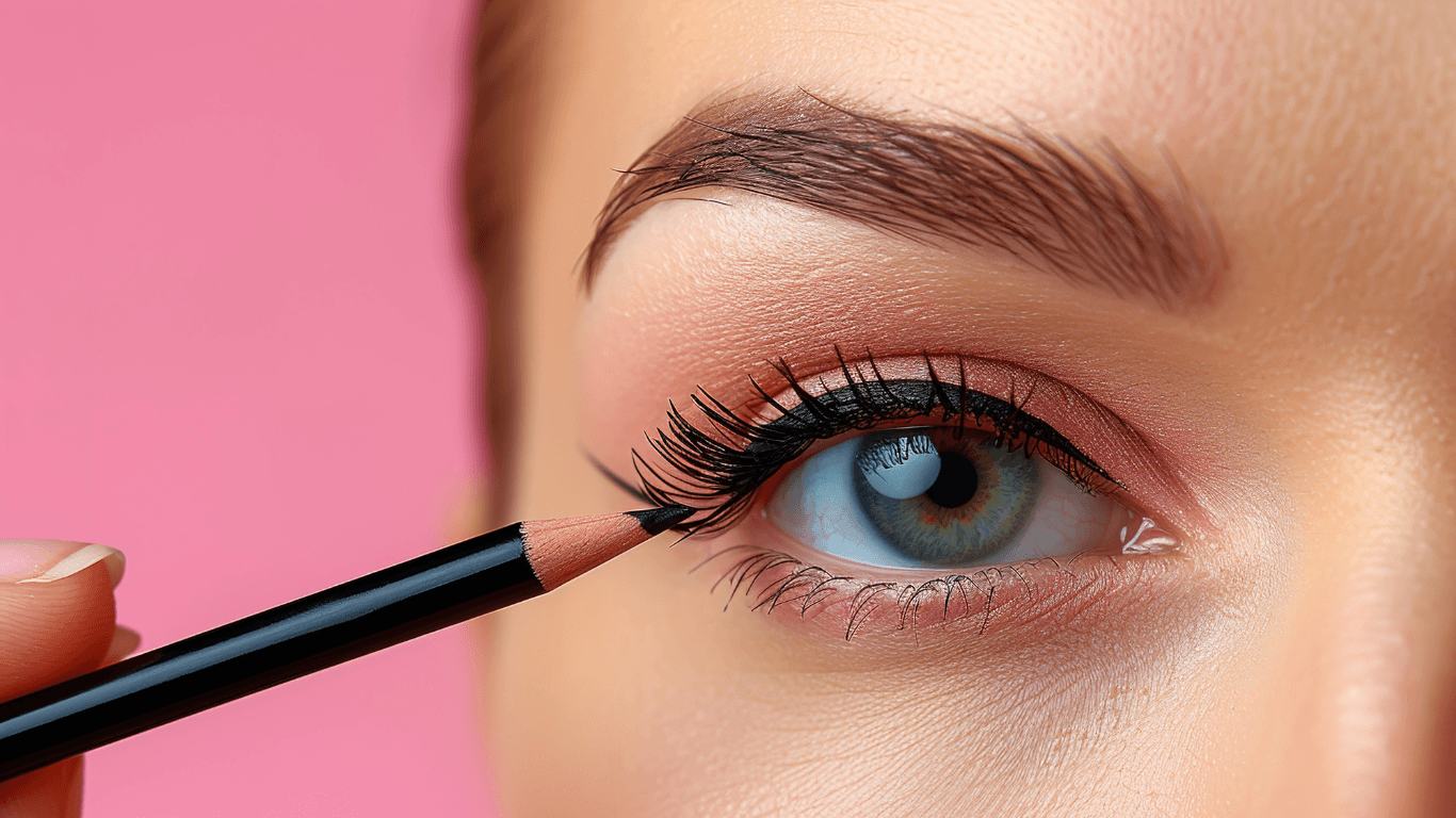 Close-up of professionally styled eyelashes and eyeliner detail at The Vintage Avenue salon in Biggleswade
